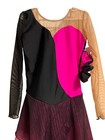 Icings Originals  Black  Pink Long Sleeve Undecorated Ice Skating Dress Cm Nwt