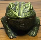 Vintage Arnels Style Ceramic Frog Toad Statue Green Glaze Hollow Figurine 10 