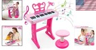 Kids Electronic Piano Toy 37 Keys Pink - Stool  Mic  Mp3 Port  Dual Speakers