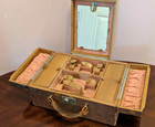 Mark Cross Leather Train Case With Mirror     Rare Pink Interior   Est 1950 s