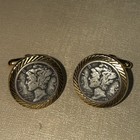 Vintage Gold Men s Us 1940   s Mercury Liberty Dime Coin Money Suite Cufflinks 90 