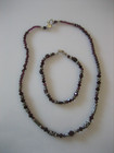 Vintage Sterling Silver Amethyst   Glass Beaded Necklace   Bracelet