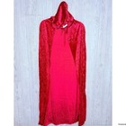 Red Crushed Velvet Cape Little Red Riding Hood Halloween Costume Cosplay Hooded
