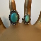 Vtg Bell Trading Post Fred Harvey Era Sterling Turquoise Ring Lot  2 Sizes 5   7