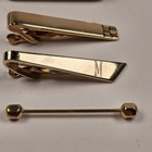 Vtg Men Tie Clip Bar Collar Pin Lot 10pc Gold Tone Onyx Monogram M Mid Century