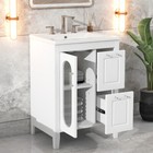 24  Bathroom Vanity W Sink   Drawers  Adjustable Shelf  Solid Wood   Mdf  White