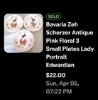 Set Of 4 Antique Zscr Bavaria Plates Victorian Ladies