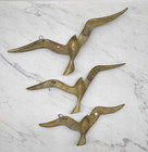 Set Of 3 Retro Vintage Brass Flying Seagulls Birds Wall Hanging Mid Century Mcm