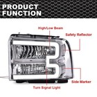 Led Drl Headlights For F250 F350 F450 F550 Super Duty 2005-2007 Clear Chrome