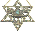 Vintage Hebrew Israel Jewish Star Of David Eilat Stone Wall Plaque Judaica Brass