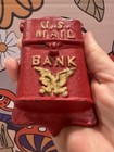 Vintage Cast Iron Us Mail Still Coin Bank Red