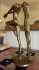 Vintage Brass Modernist Nude Woman With Long Hair Sculpture 14    Tall