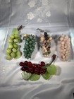 Set Of 5 - Large Cluster Vintage Jade  Agate  Rose Quartz  Stone Grape Clusters