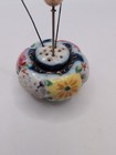 Antique Victorian Hat Pins Lot Of 3 With Handpainted Porcelain Holder