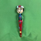 Frida Kahlo Handmade Hand Painted Wooden Mexico Souvenir Carved Pen