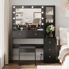Vanity Desk W  Mirror 10 Led Lighted Makeup Vanity Table W stool Dressing Table