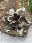 Vintage Large Gold Tone Flower Brooch Dimensional Metal Floral Statement Pin