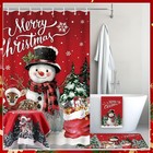 Nuanchu 6 Pcs Christmas Shower Curtain Set With Rug Bathroom Sets With Shower Cu