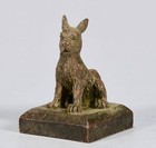 4cm Old Chinese Dynasty Bronze Fengshui 12 Zodiac Dog Animal Seal Signet Stamp