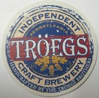 Troegs Craft Brewery Beer Coaster  Mat Blue Background On Back Pennsylvania 2012
