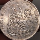 1866 Un Sol Peru Silver Coin Vf