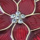 Vintage Red Enamel Poinsettia Rhinestone Christmas Brooch Pin 2in 18 3g