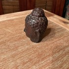 Vintage Cast Bronze Buddha Head 4  Dark Patina Hollow Southeast Asian Thai Style
