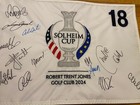 2024 Solheim Cup Team Europe Multi Signed Logo Golf Flag Proof Coa Lpga Hull