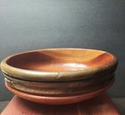 Vintage 2 Tone Wood Bowl Hand Crafted Turned Wooden Bowl Trinket Dish Rustic