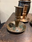 Three Vintage Copper Chamber Candle Stick Holders Colonial  3 