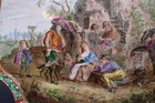 19c Antique French Lille 1767 Faience Hand Painted Plaque Courtyard Scene