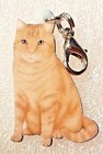 Cat Big Orange Tabby Realistic Flat Acrylic Purse Charm Zipper Pull Jewelry