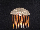 Vintage French Golden Fan And Tortoise 2  Slide Hair Comb