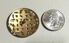 Antique Large French Button Enamel Champleve Gold Outline Pierced Brass W Shank