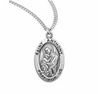 St  Anthony Sterling Silver Medal Necklace  24 Inch Chain