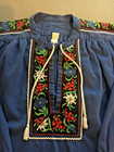 Traditional Swiss Folk Alpine Cotton Blouse Top Embroidered Edelweiss Flowers