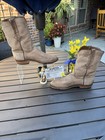Lucchese Cowboy Roper Boots 10 5 Very Rustic Suede Cream Burnished Unique
