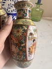 Pair Of Antique Japanese Porcelain Vases With An Oriental And Floral Print 