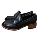 Kork-ease Black Leather Keegan Penny Loafers Block Heel Womens 8 5