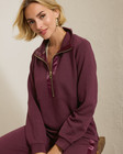 Tommy Bahama Palm Voyage Satin Trim Half-zip Sweatshirt  Moro