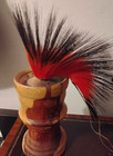Native American Turkey Beard Red Ceremonial Roach Head Dress