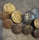 12 Antique   Vintage Button Lot  Military Army Navy Eagle Waterbury Victorian