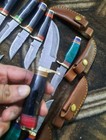 Lot Of 20  6 Inches Handmade Damascus Steel Skinner Knives Rasen Handle W sheath
