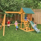 Kidkraft Wooden Kids Swing Set Playhouse W  Slide  2 Swings   Sandbox