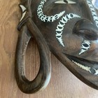 Hand-carved Brown Tone Wooden Tribal Mask Shell Inlay 12  Wall Hanging Decor