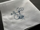 A  Vintage Hankie Blue Monogram S Madeira Style Hand Embroidered Wedding Bride