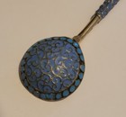 Antique Russian Empire Spoon  Cloisonn Enamel  Sterling Silver  Gilded