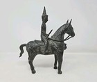 Vtg Asian 19th Century Burmese Deity Bronze Warrior On Horseback 10  Figurine