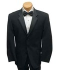 Boys 18 Black 2 Button Notch Wool Tuxedo Coat Satin Lapel Perry Ellis