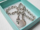 Fine Tiffany Sterling Silver Oval Tab Link Bracelet   Necklace 15 1 2     Box